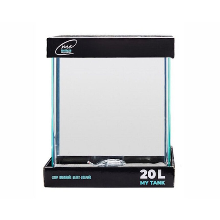 Nano aquarium 20 liter 25 x 25 x 30 cm met gebogen glas, afdekplaat en veiligheidsmat
