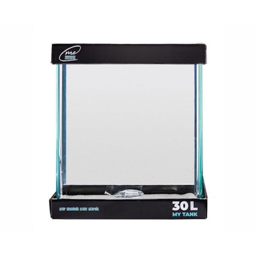 Nano aquarium 30 liter 30 x 30 x 35 cm met gebogen glas, afdekplaat en veiligheidsmat