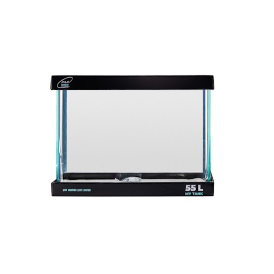 Aquascaping aquarium 55 liter 45 x 36 x 34 cm met gebogen glas, afdekplaat en veiligheidsmat