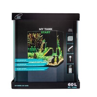 Nano aquarium startset 60 liter 38 x 38 x 43 cm met RGB LED-verlichting, hoekfilter en thermometer