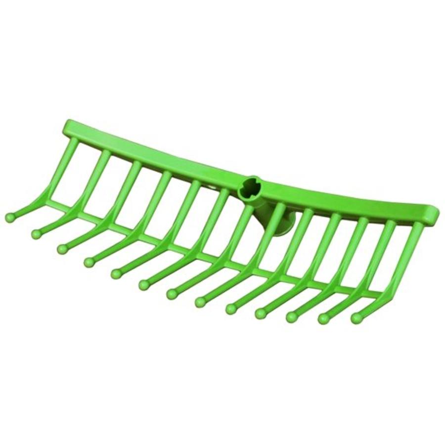 Kunststof voerhark groen met steelbevestiging 26 mm