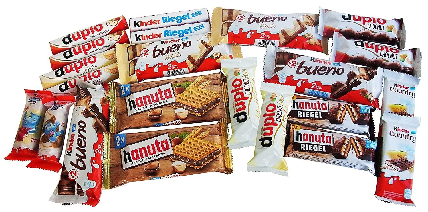 Süßigkeiten – Mix Party Box mit Ferrero Kinder, Duplo & Hanuta Spezialitäten, 1er Pack (1 x 620g)