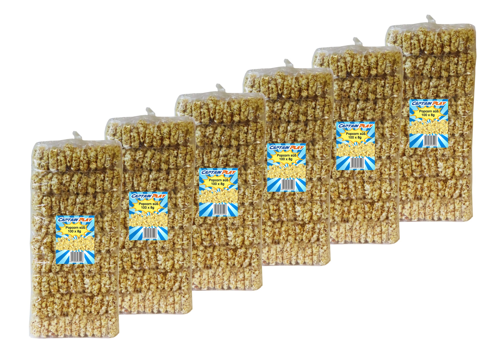 CAPTAIN PLAY Popcorn, 600 Mini Beutel Großpackung, Wurfmaterial Karneval, Karneval Süßigkeiten Popcorn süß, 600 x 8g