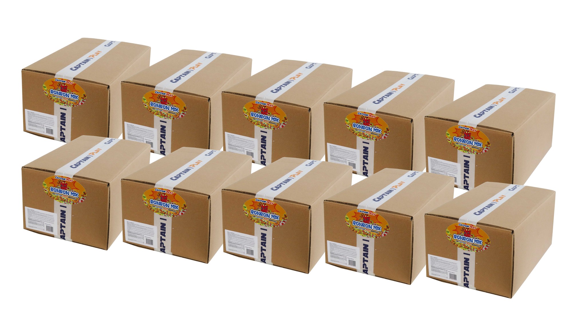 CAPTAIN PLAY Karnevals Bonbons, 12 x 6kg Karton, Wurfmaterial Karneval, 72kg Bonbons Großpackung mit ca. 7.920 Teilen in Einzelverpackung