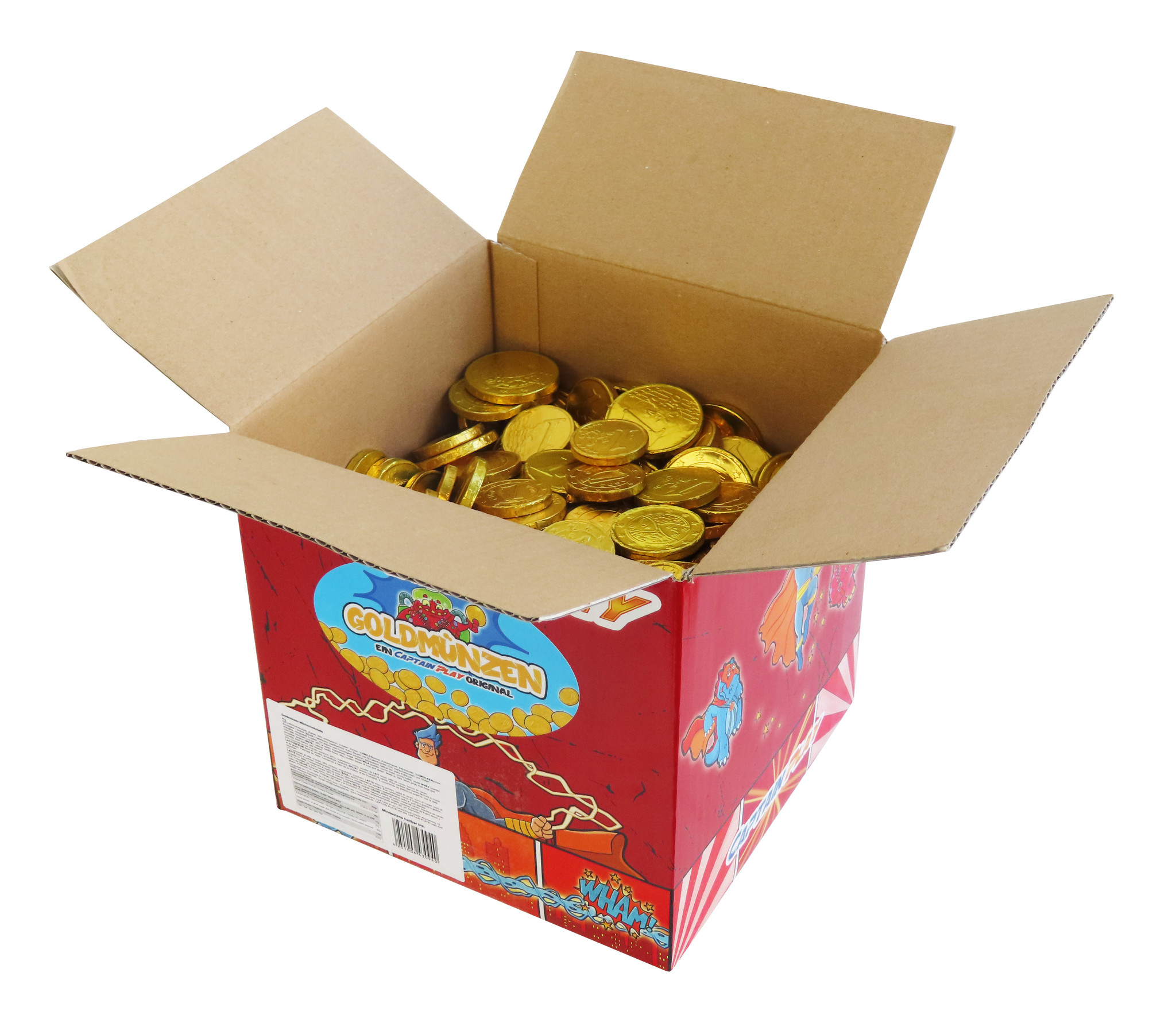 CAPTAIN PLAY Goldmünzen, 4kg Wurfmaterial Karneval, 560 Goldmünzen Schokolade in Einzelverpackung, Süßigkeiten Großpackungen