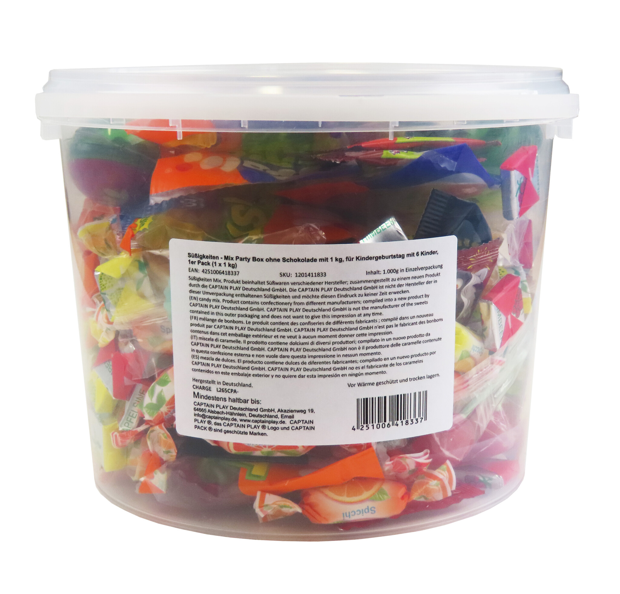 Süßigkeiten – Mix Party Box ohne Schokolade mit 1kg, für Kindergeburtstag mit 6 Kinder, 1er Pack (1 x 1 kg), Süßigkeiten Großpackung