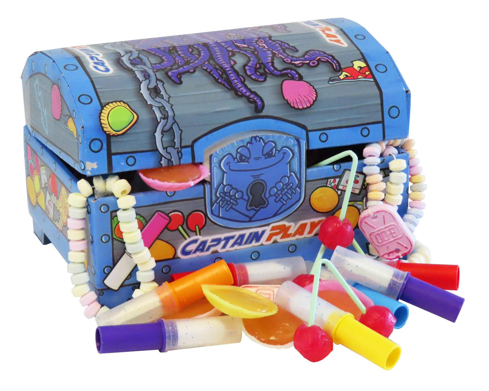 CAPTAIN PLAY | Retro Süßigkeiten Schatztruhe| Retro Süßigkeiten Box mit 400g Nostalgie-Süßigkeiten in Einzelverpackung