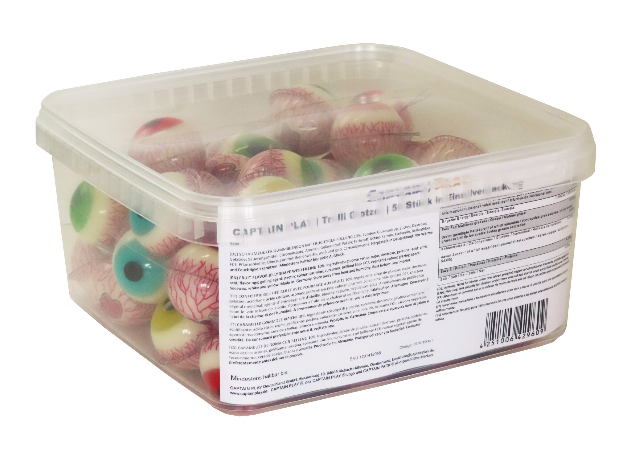 CAPTAIN PLAY | Trolli Glotzer Halloween Süßigkeiten | 50 Stück in Einzelverpackung