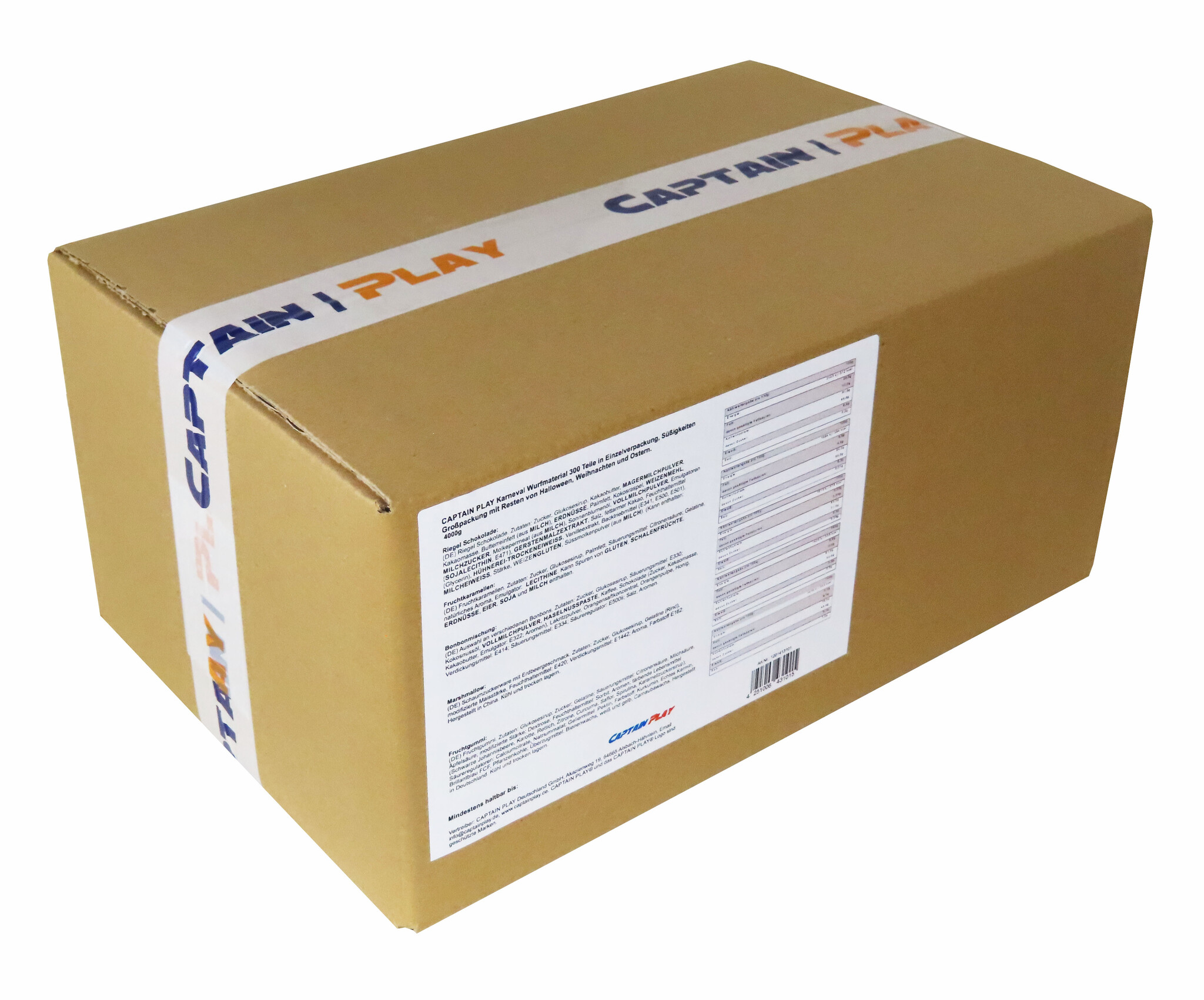 CAPTAIN PLAY Karneval Wurfmaterial, 4 kg Mix, 300 Teile Wurfmaterial Karneval in Einzelverpackung, Süßigkeiten Großpackung mit Resten von Halloween, Weihnachten und Ostern