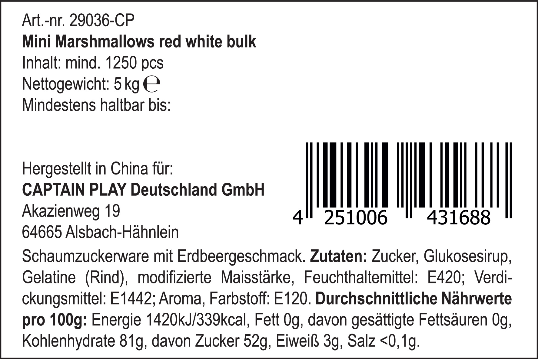 Wurfmaterial Karneval Marshmallows, 1.250 Stück rosa in Einzelverpackung, CAPTAIN PLAY 5 kg Süßigkeiten Großpackungen