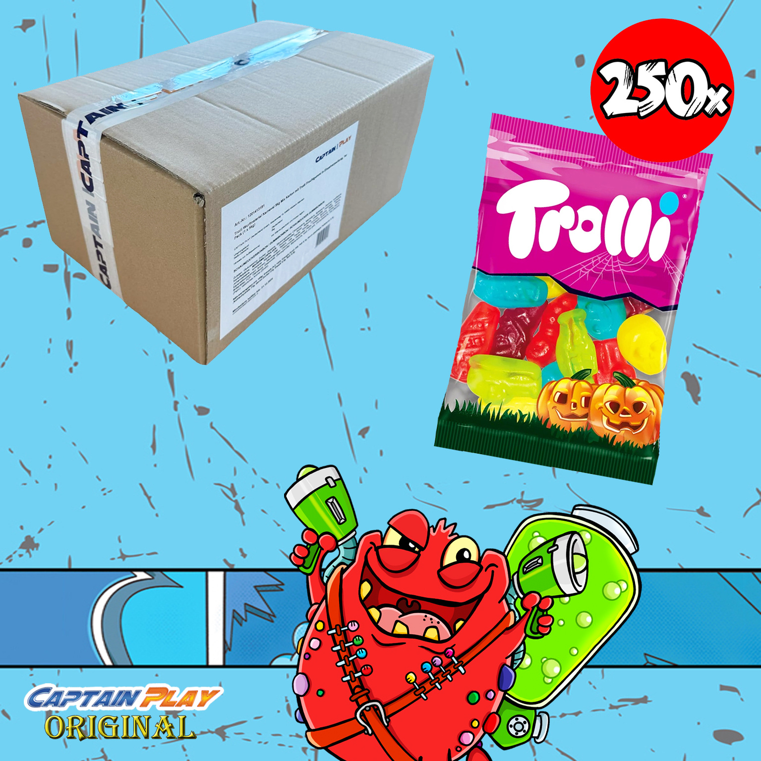 Trolli Wurfmaterial Karneval 5kg Karneval Süßigkeiten Mix Karton mit Trolli Fruchtgummi in Einzelverpackung, 1er Pack (1 x 5kg)