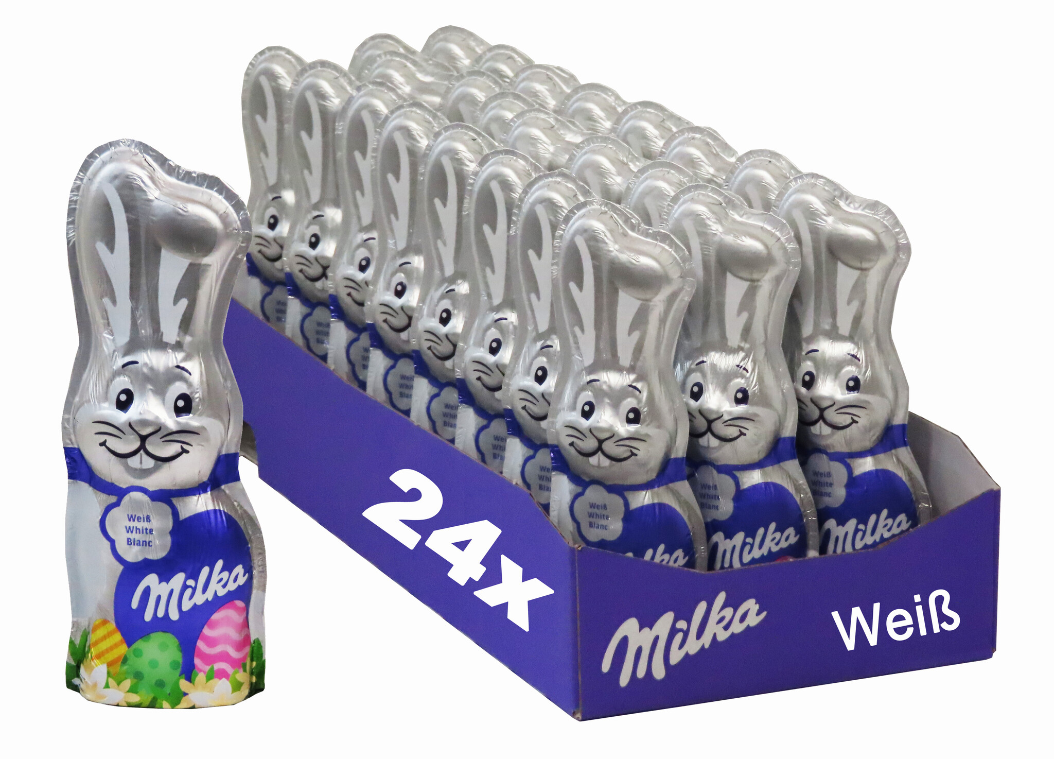 Milka Schmunzelhase Weiß 24 x 45g I Osterschokolade Großpackung