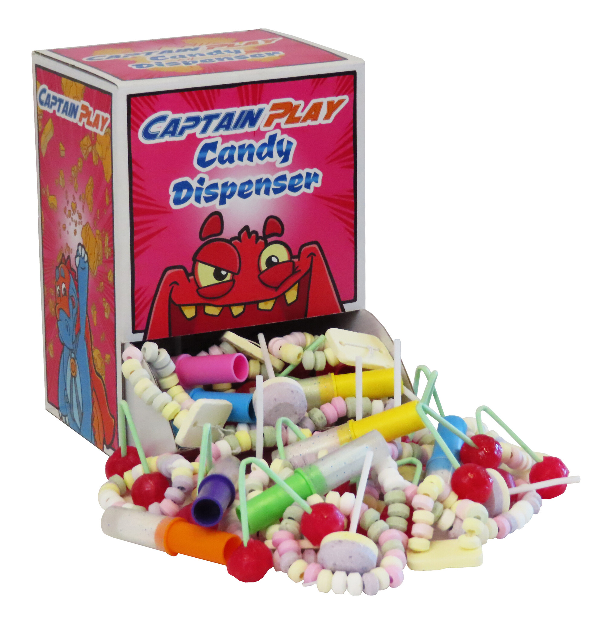 CAPTAIN PLAY | Retro Süßigkeiten Candy Dispenser| Retro Süßigkeiten Box mit 600g Nostalgie-Süßigkeiten in Einzelverpackung