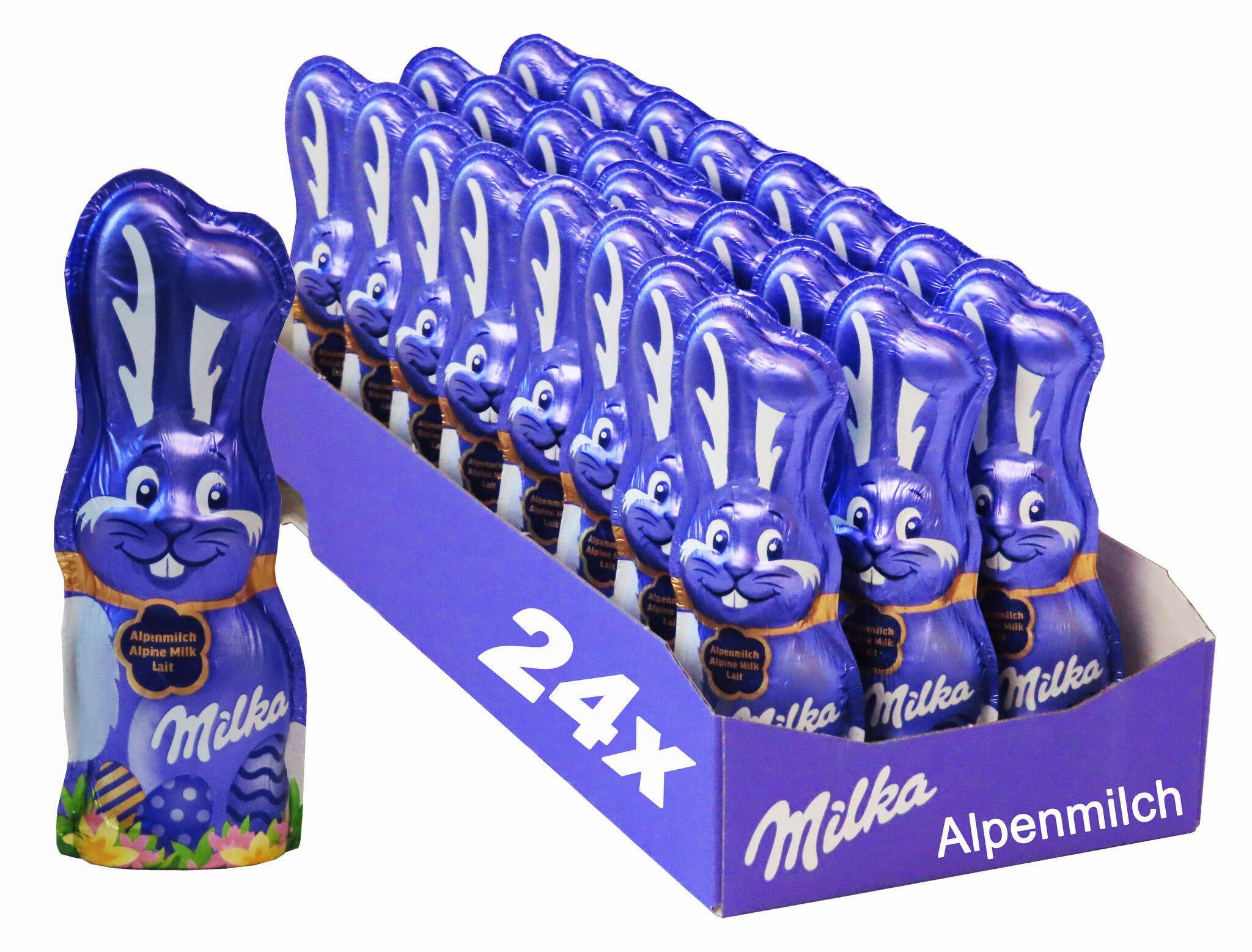 Milka Schmunzelhase Alpenmilch 24 x 45g I Osterschokolade Großpackung