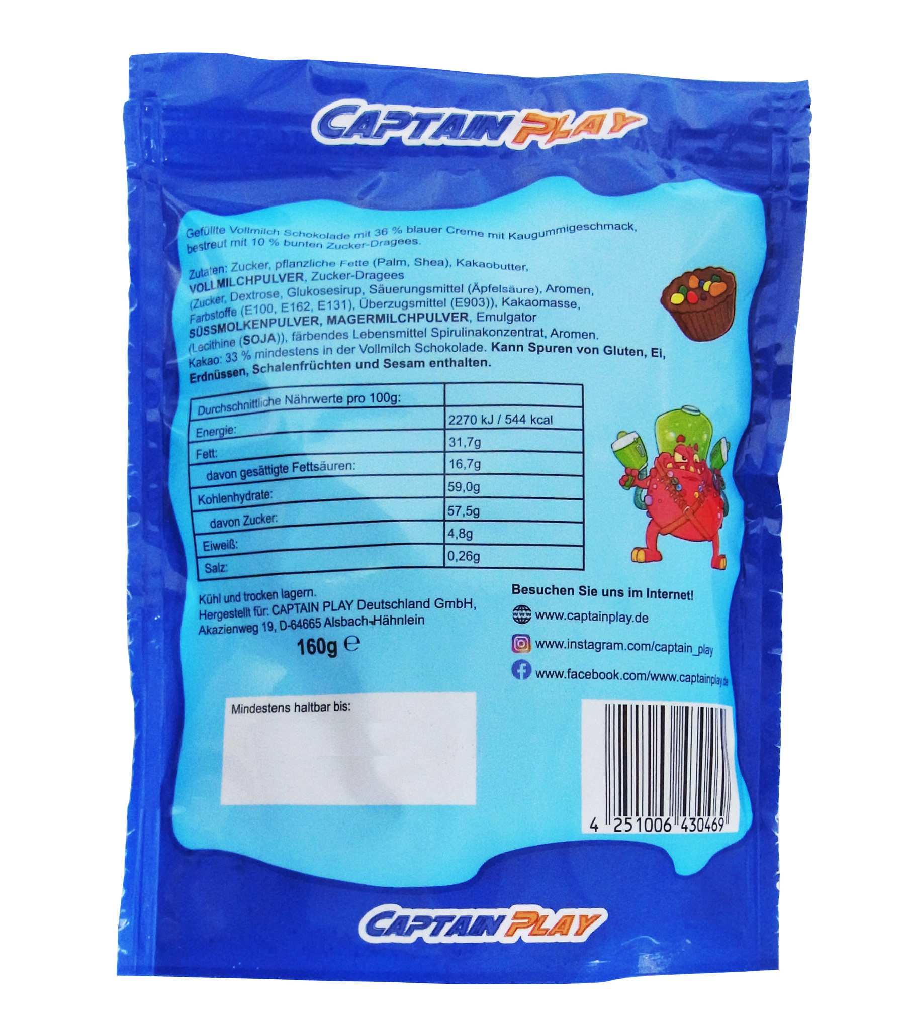 CAPTAIN PLAY Bubble Gum Style Chocolates, 160g | Pralinen mit saftiger Bubble Gum Creme Füllung | feines Topping aus Kaubonbon Stückchen