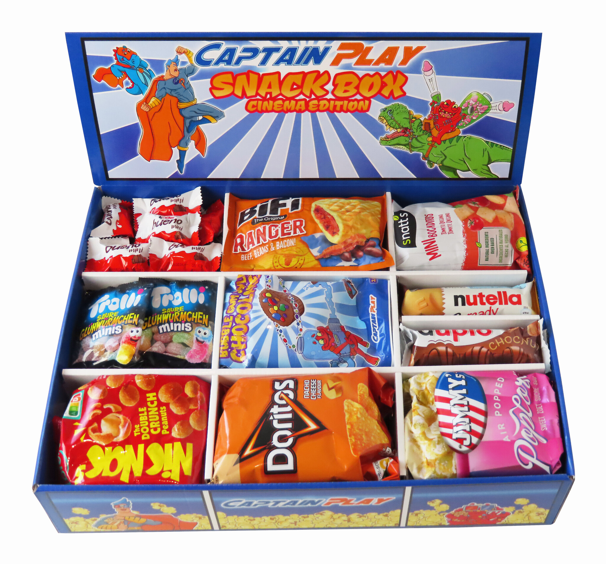 CAPTAIN PLAY | Snack Box Cinema Edition mit Schokoriegeln, süßen und salzigen Snacks | 2,2 kg Süßigkeiten Mix