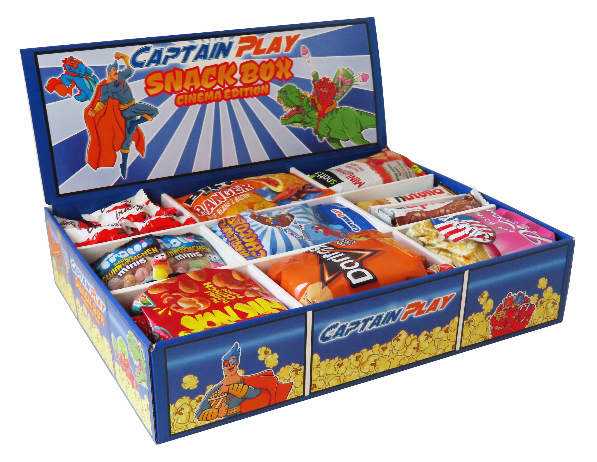 CAPTAIN PLAY | Snack Box Cinema Edition mit Schokoriegeln, süßen und salzigen Snacks | 2,2 kg Süßigkeiten Mix