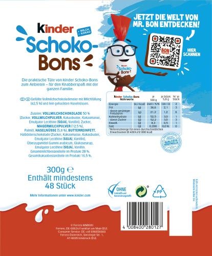 Kinder Schoko-Bons 14 x 300g - EPAL mit 48 Umkartons (672 x 300g)