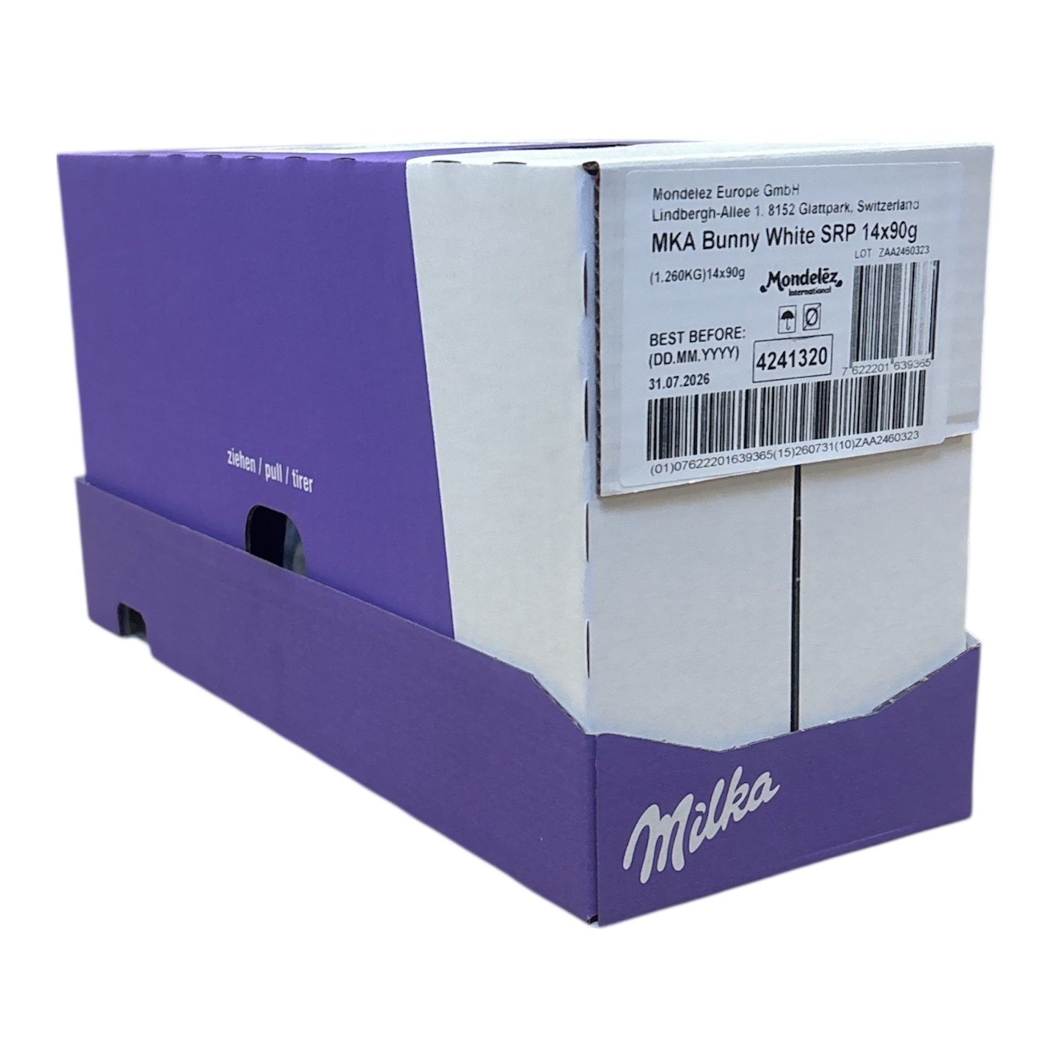Milka Schmunzelhase Weiß 14 x 90g I Osterschokolade Großpackung