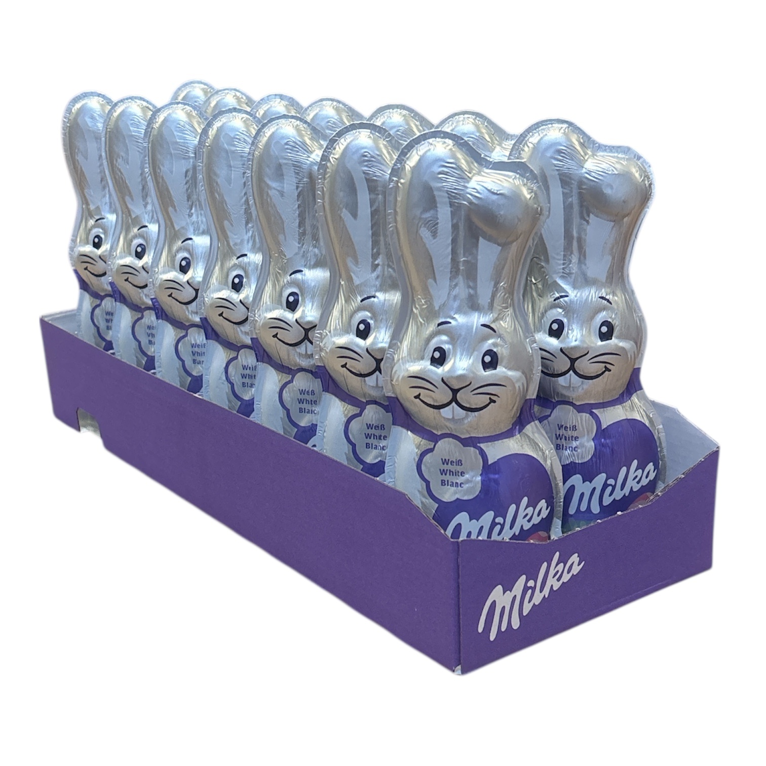 Milka Schmunzelhase Weiß 14 x 90g I Osterschokolade Großpackung