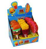 CAPTAIN PLAY Fast Food Center, 24 x XXL Lutscher mit 80g und 17cm Länge in Form von Burger, Pommes und Hot Dog