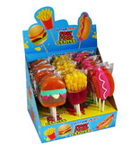 CAPTAIN PLAY Fast Food Center, 24 x XXL Lutscher mit 80g und 17cm Länge in Form von Burger, Pommes und Hot Dog
