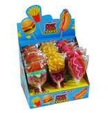 CAPTAIN PLAY Fast Food Center, 24 x XXL Lutscher mit 80g und 17cm Länge in Form von Burger, Pommes und Hot Dog