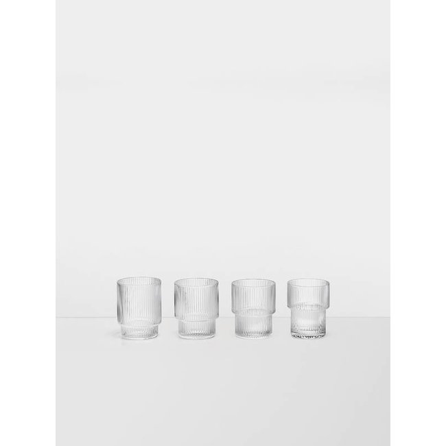 Ferm Living Ripple Glass - Set van 4