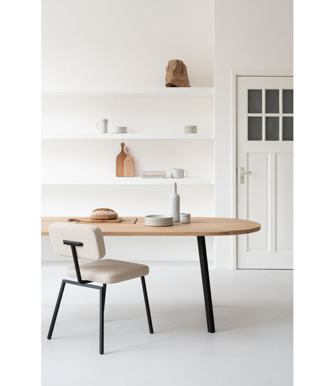 Eiken eetkamertafel - Plat ovaal
