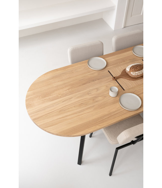 Eiken eetkamertafel - Plat ovaal