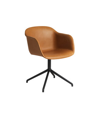 Muuto Fiber Armchair Swivel - Cognac leder