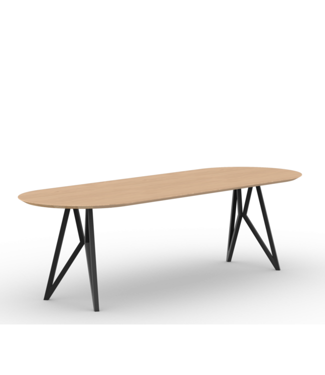 Eiken eetkamertafel - Plat ovaal