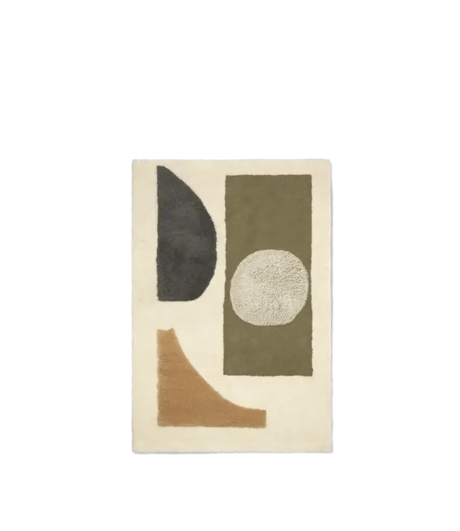 Ferm Living Bloco Tufted Rug - Green/Off-white