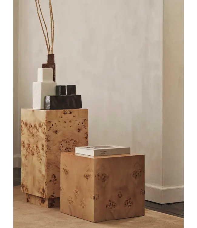 Burl Cube Side Table