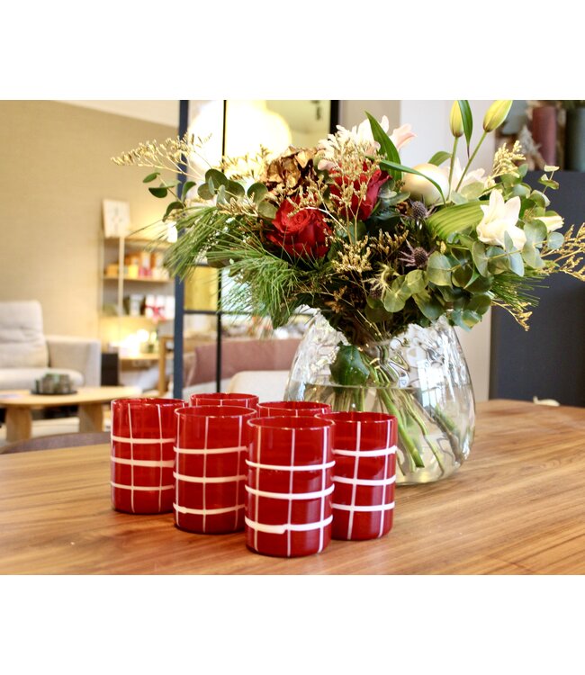 Twiddle glazen - set van 6 - Rood