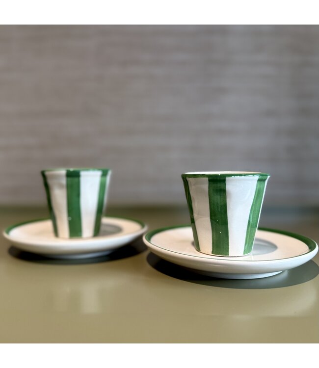 Righe espressotas met onderbord