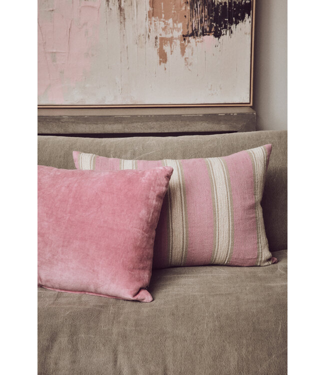 Woven striped kussen - blush
