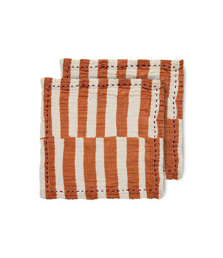 HK Living  Servetten Striped Tangerine - set van 2
