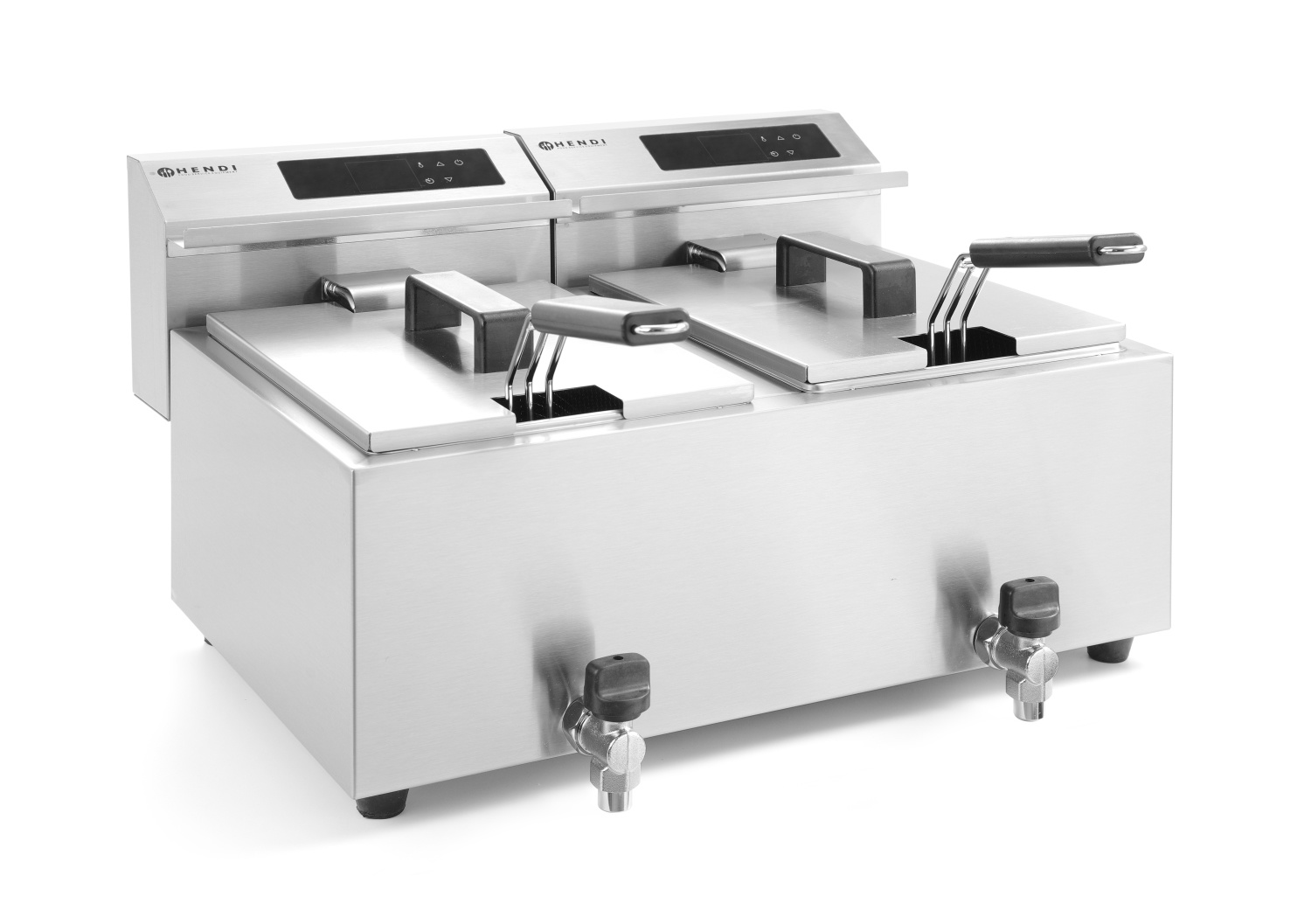 Hendi Friteuse 2 x 8 Liter - Digitaal - Profi Line - met Aftapkraan - 230V / 7kW - 60,5x51,5x(H)34,5cm
