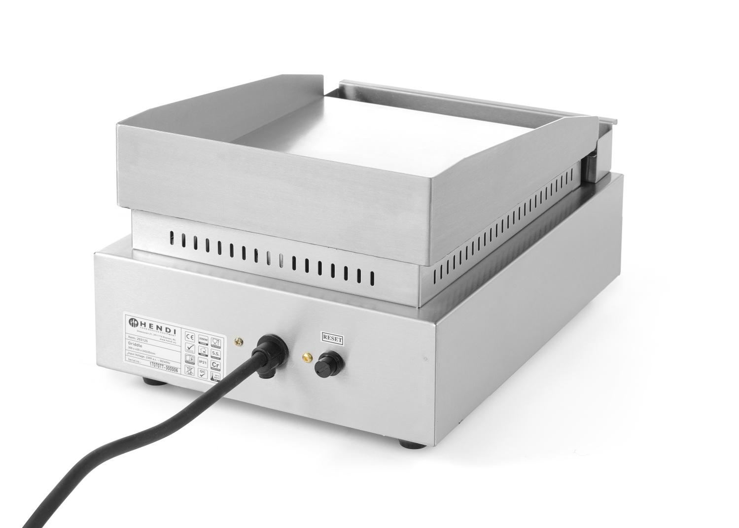 Hendi Bakplaat Profi Line - Glad - 230V / 2kw - 30x42x(H)22,5cm