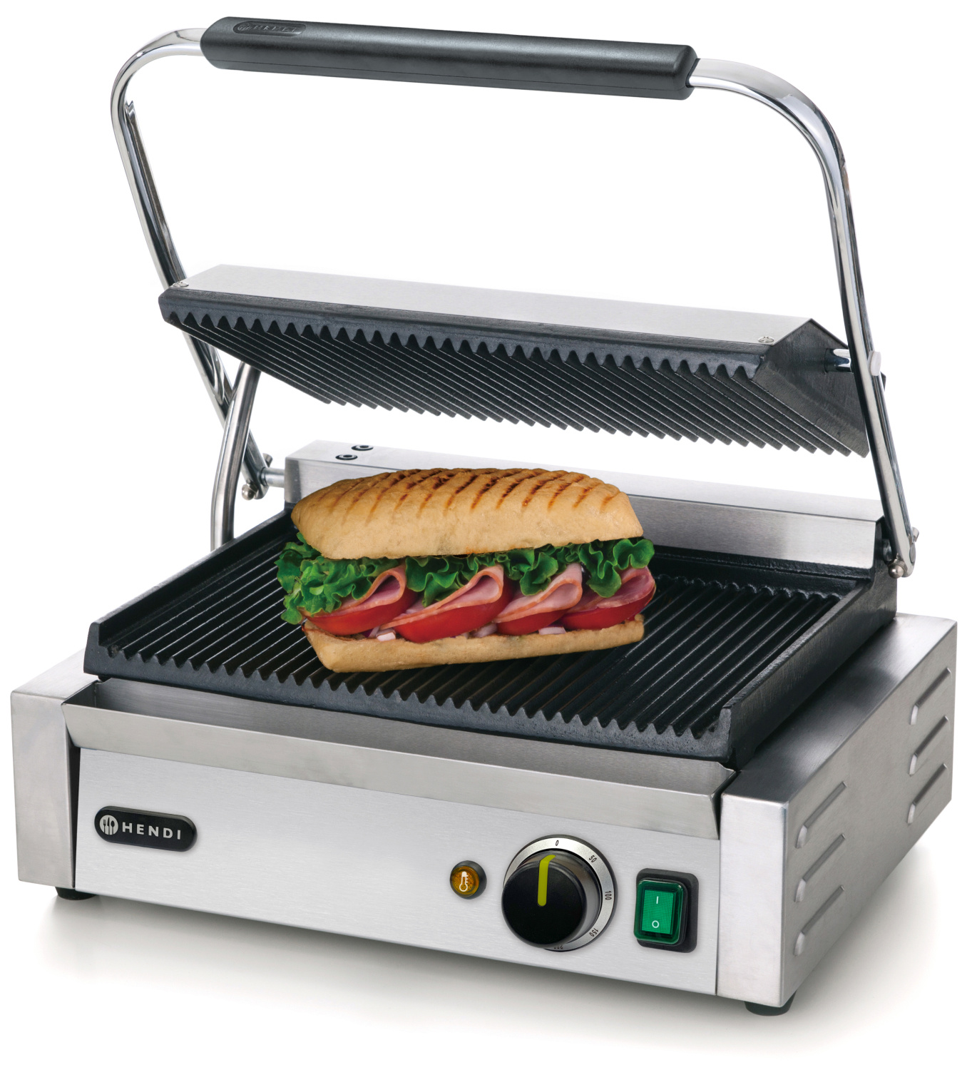 Hendi Contactgrill Medium - Gegroefd - 230V / 2,2kW - 43x37x(H)21cm