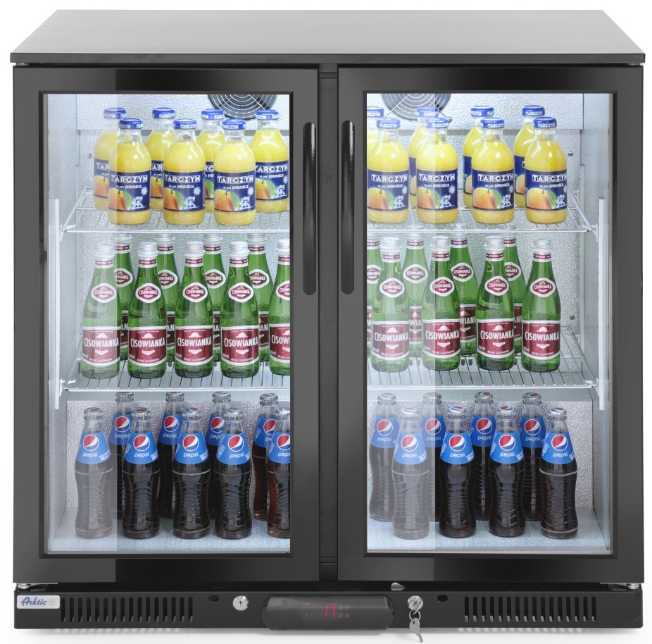 Barkoelkast met Glazen Deur - 2 Klapdeuren - 180 Liter - 90x50x(H)90cm