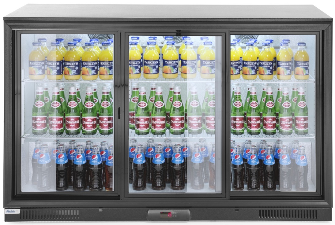 Barkoelkast met Glazen Deur - 3 Schuifdeuren - 303 Liter - 133,5x50x(H)90cm