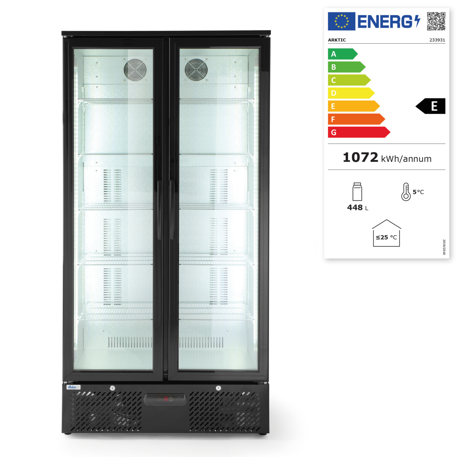 Display Koelkast met 2 Glazen Deuren - 448 Liter - 90x51,5x(H)182cm
