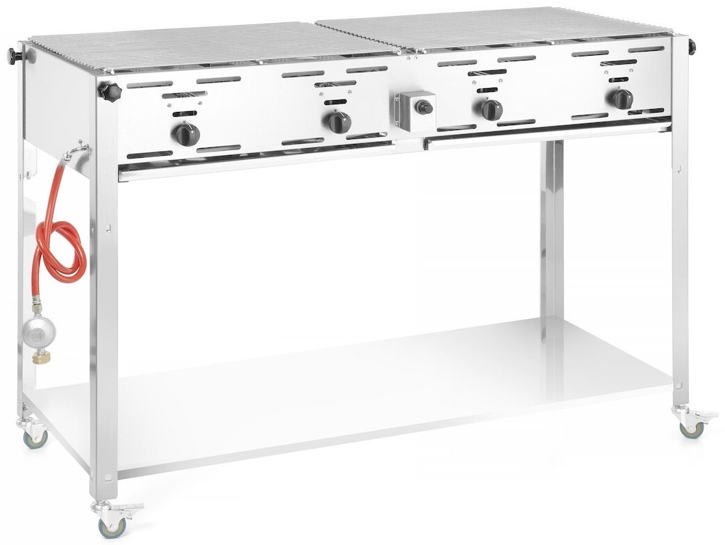 Hendi Gasbarbecue - Grill Master Quattro - met 2 Roosters en Bakplaat