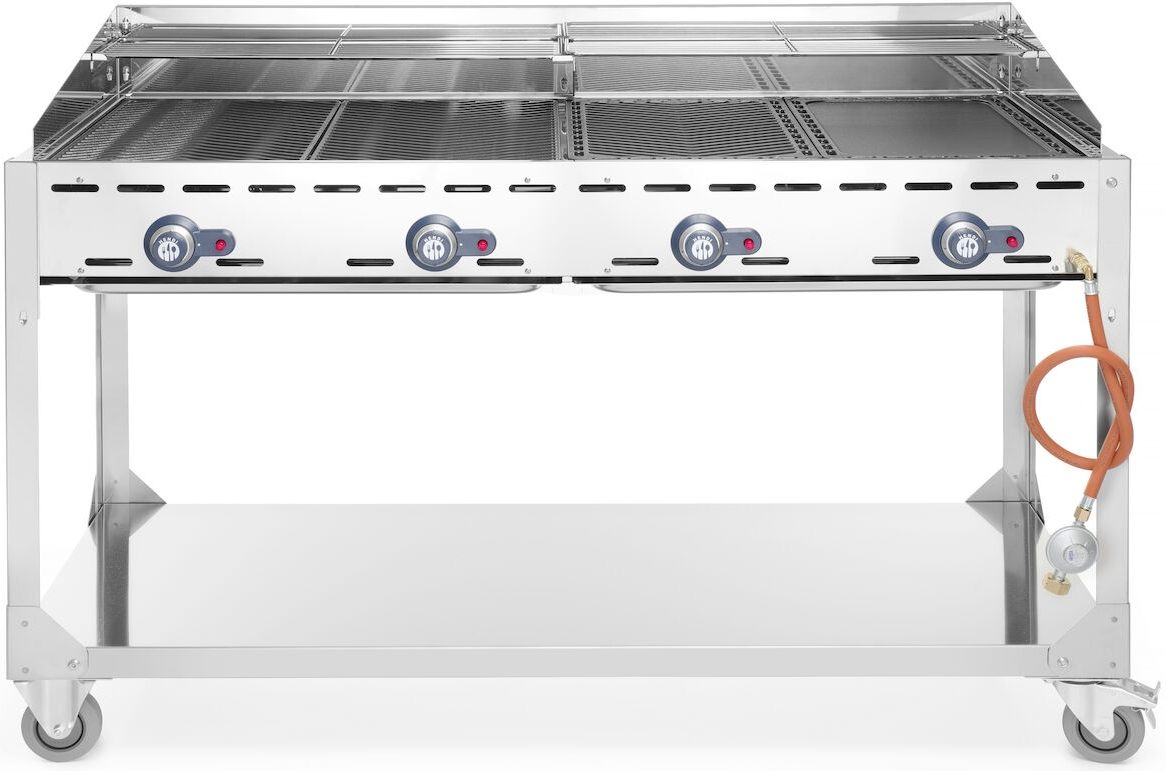 Hendi Green Fire Gasbarbecue - 4 Branders - Met 2 Grillroosters en 2 Bakplaten - Slagers BBQ