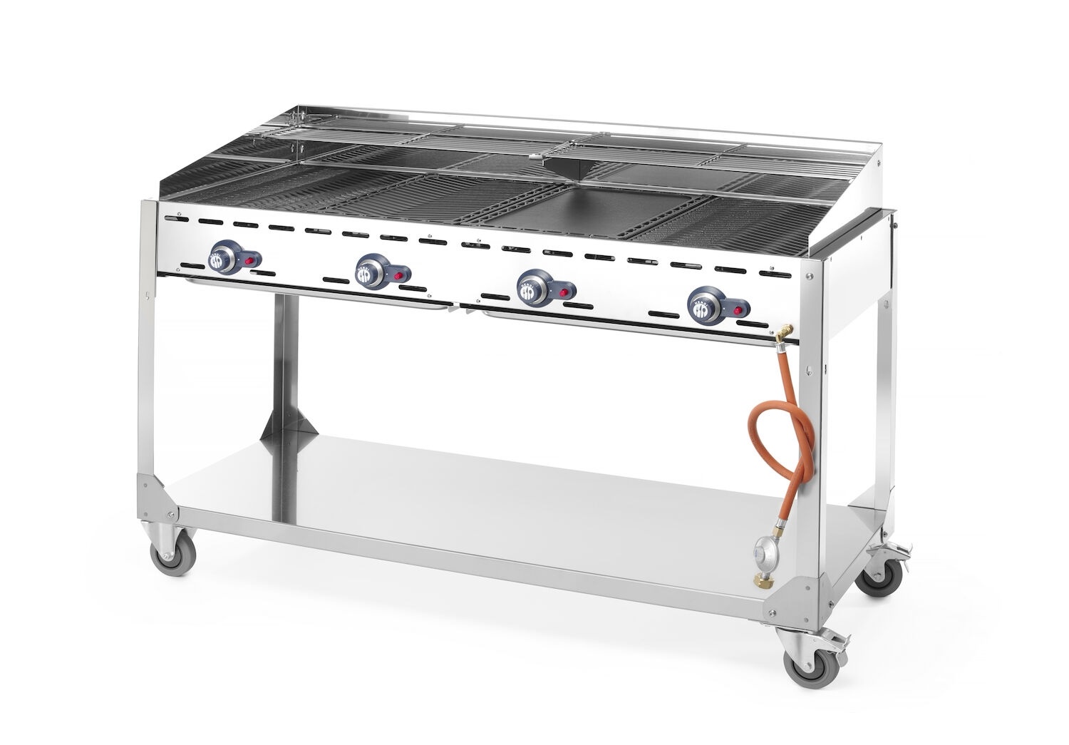 Hendi Green Fire Gasbarbecue - 4 Branders - Met 2 Grillroosters en 2 Bakplaten - Slagers BBQ