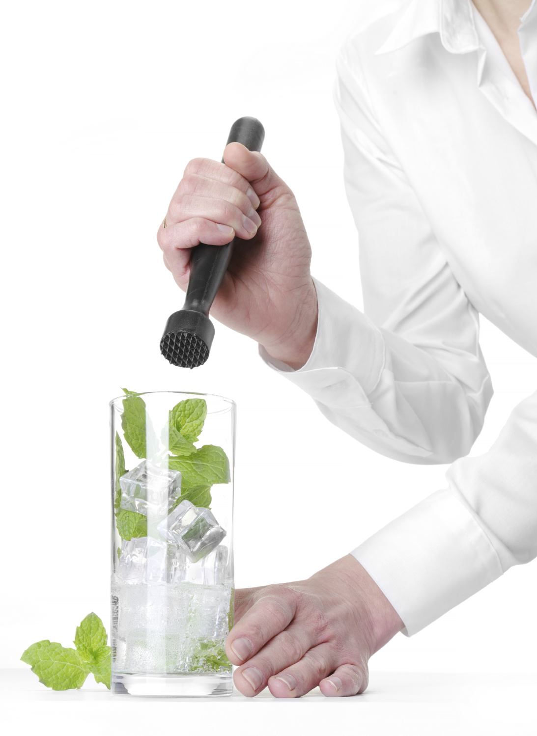 BarUp Cocktailstamper met Puntige Kop - Cocktail Muddler - Zwart - Ø3,4x20,7cm