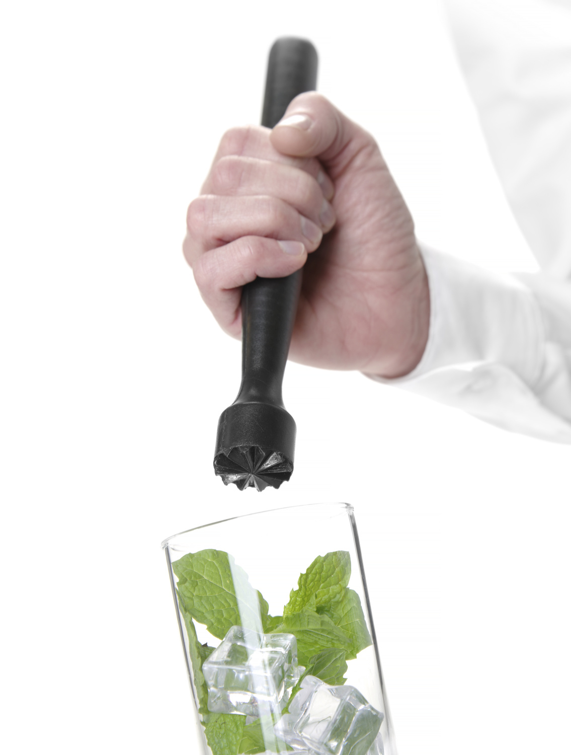BarUp Cocktailstamper met Geribbelde Kop - Cocktail Muddler - Zwart - Ø3,4x20,7cm