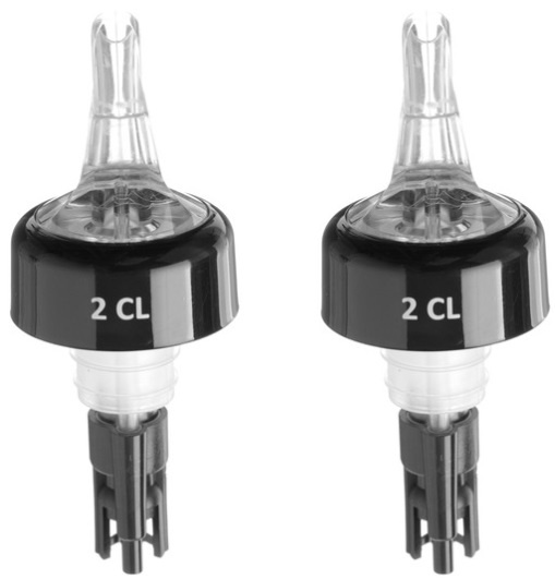 BarUp Kogelmaatschenker 2cl - Zwart - Schenktuit voor drank ( Set van 2 )